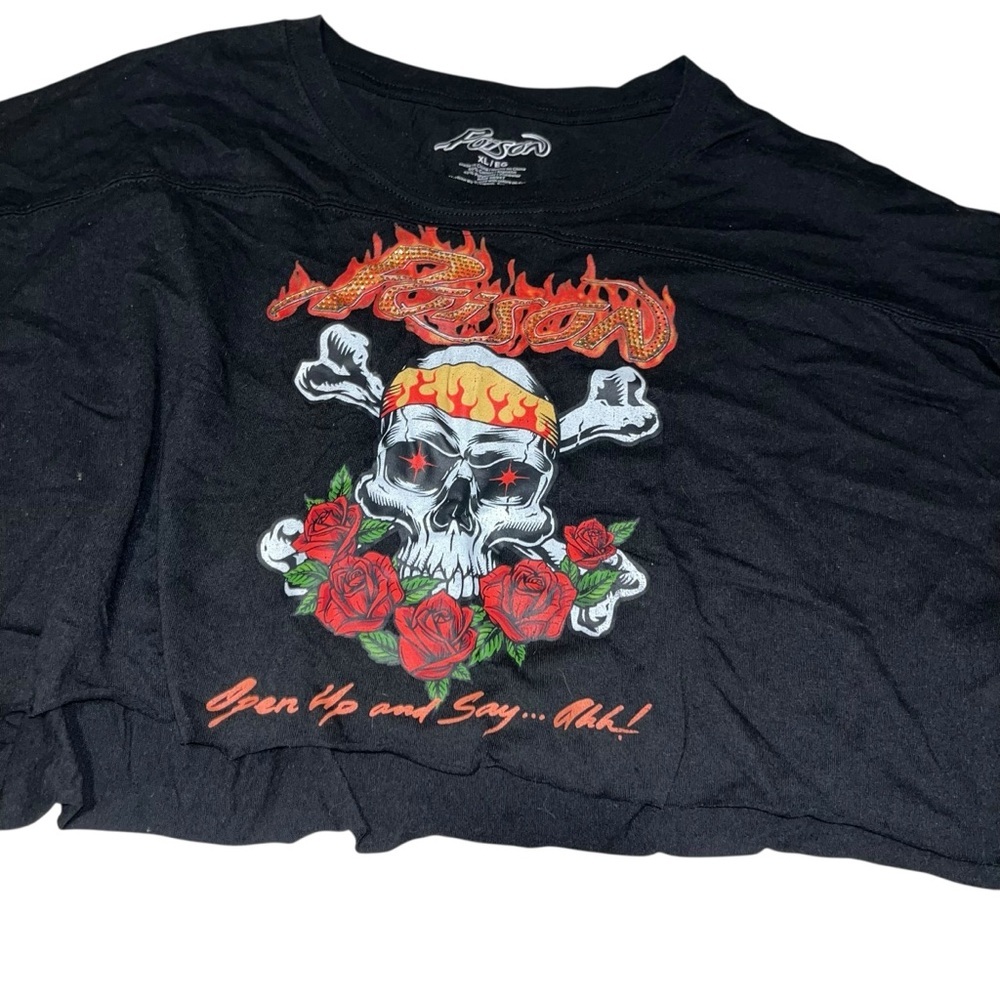Poison retro band t-shirt 80s cutoff cropped xl